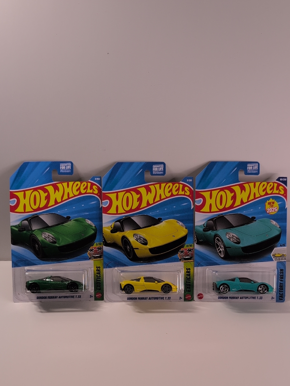 Hot Wheels Gordon Murray Automotive T.33 Lot Of 3 Colors Mattel NEW Ships In Box